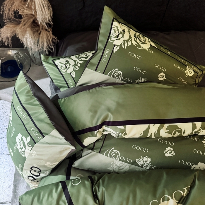 91家纺网 家纺一手货源 找家纺 丽斐纺织 2025新款冰丝四件套 青缇玫瑰