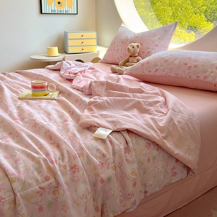 金梦拉家纺 2025新款A类提花纱布双层纱夏被四件套 夏被-梦华录