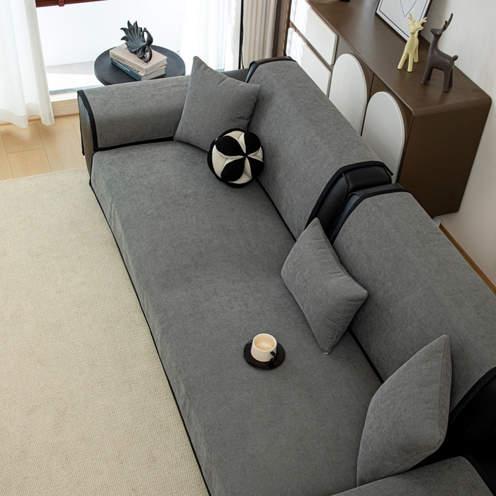 91家纺网 家纺一手货源 找家纺 沐沐家纺 2026新款沐春沙发垫 绅士灰