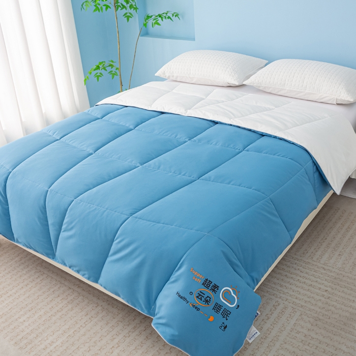 91家纺网 家纺一手货源 找家纺 好老表被业 2025新款超柔云朵被芯零压被子 超柔云感被蓝白