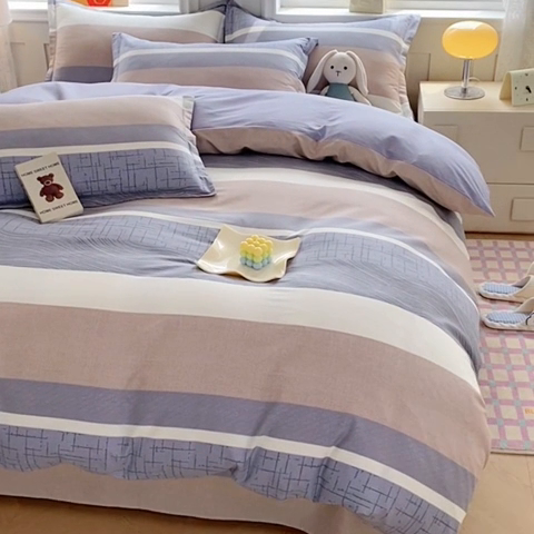 91家纺网 家纺一手货源 找家纺 天之爱 2025新款全棉印花四件套 布兰卡-灰