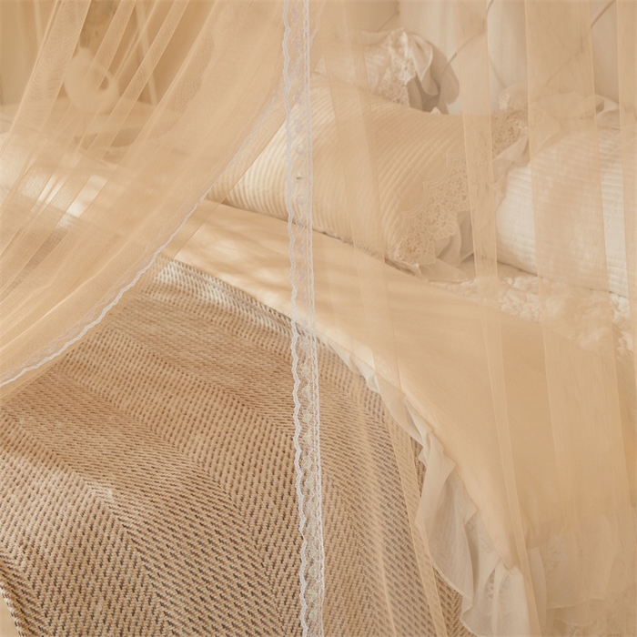 91家纺网 家纺一手货源 找家纺 迪凡保罗蚊帐 2025新款2513款双轨铝合金落地导轨蚊帐 杏仁色