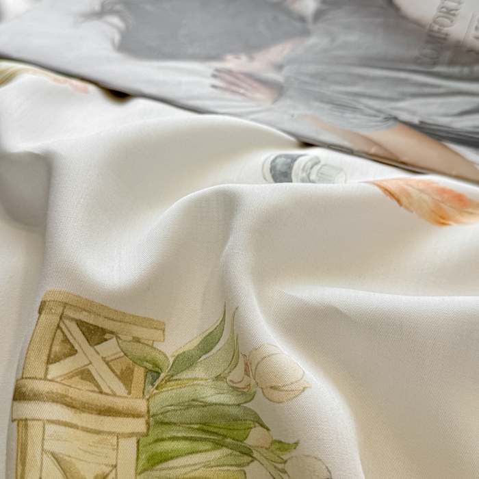 91家纺网 家纺一手货源 找家纺 芊寻家居 2025新款50支天丝数码麻绳款夏被四件套 洛丽塔米