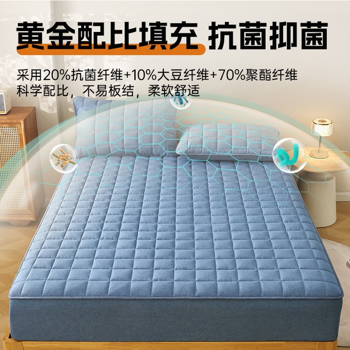 91家纺网 家纺一手货源 找家纺 锦丝钰床垫 2025春夏新款全棉色织水洗棉床笠 牛仔蓝
