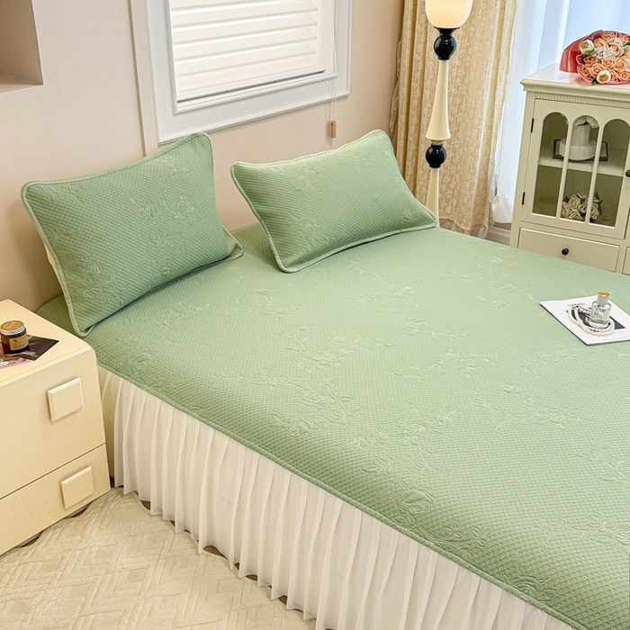 91家纺网 家纺一手货源 找家纺 布卢姆床垫 2025新款A类PE乙纶冰豆豆凉席床裙款 玫瑰花园