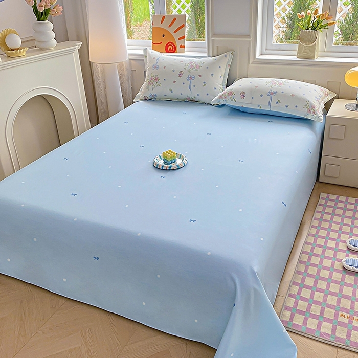 91家纺网 家纺一手货源 找家纺 天之爱 2025新款全棉印花单床单 幽幽花间兔