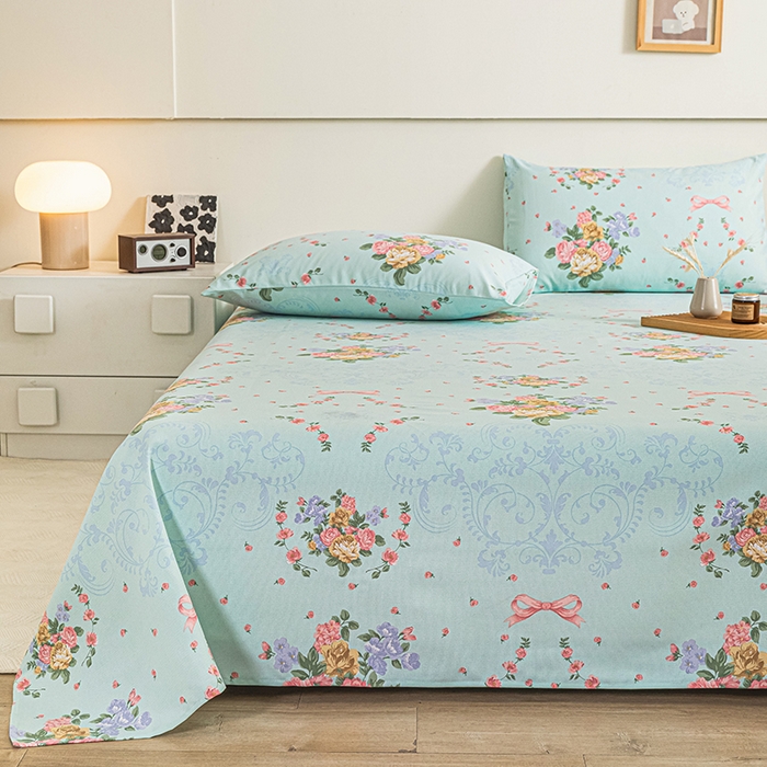 91家纺网 家纺一手货源 找家纺 芃成家纺 2025新款加厚老粗布床单 田园花卉