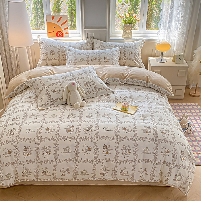 91家纺网 家纺一手货源 找家纺 天之爱 2025新款全棉印花单被套 乡野小筑