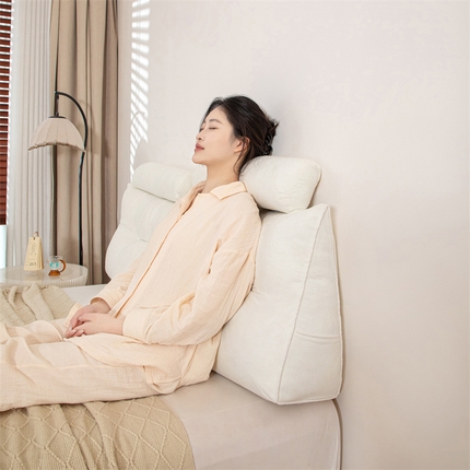 沐沐家纺 2026新款小羊绒三角靠背带头枕 白色