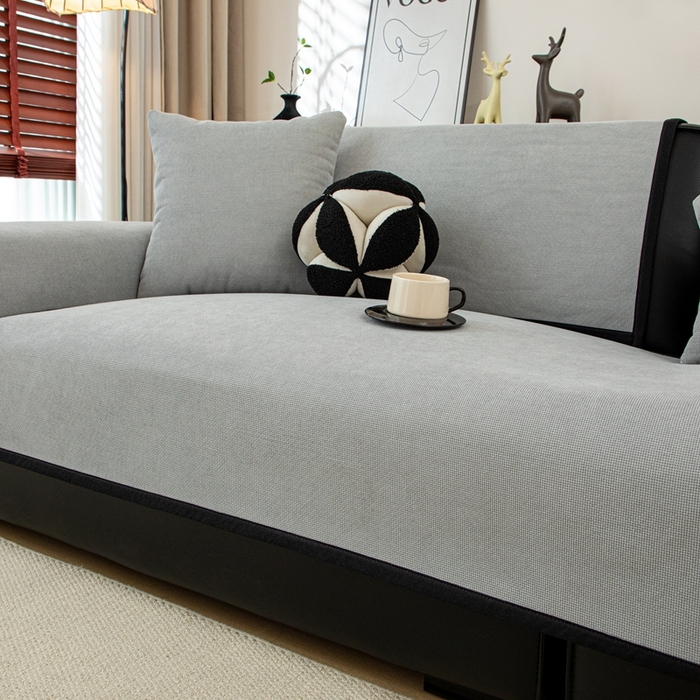 91家纺网 家纺一手货源 找家纺 沐沐家纺 2026新款沐春沙发垫 浅中灰