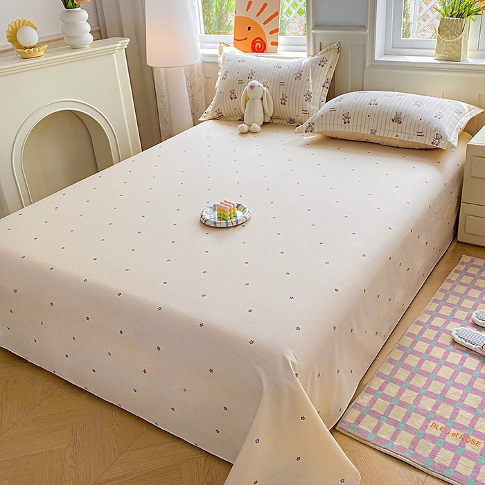 91家纺网 家纺一手货源 找家纺 天之爱 2025新款全棉印花单床单 条纹熊