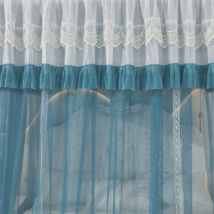 91家纺网 家纺一手货源 找家纺 迪凡保罗蚊帐 2025新款2513款双轨铝合金落地导轨蚊帐 海岛蓝