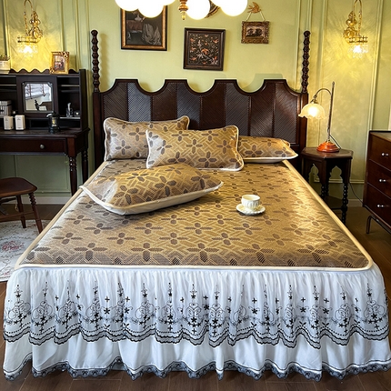 网红馆（ck家纺） 2025新款可脱卸床裙款冰藤席-盛夏繁星 夏巧