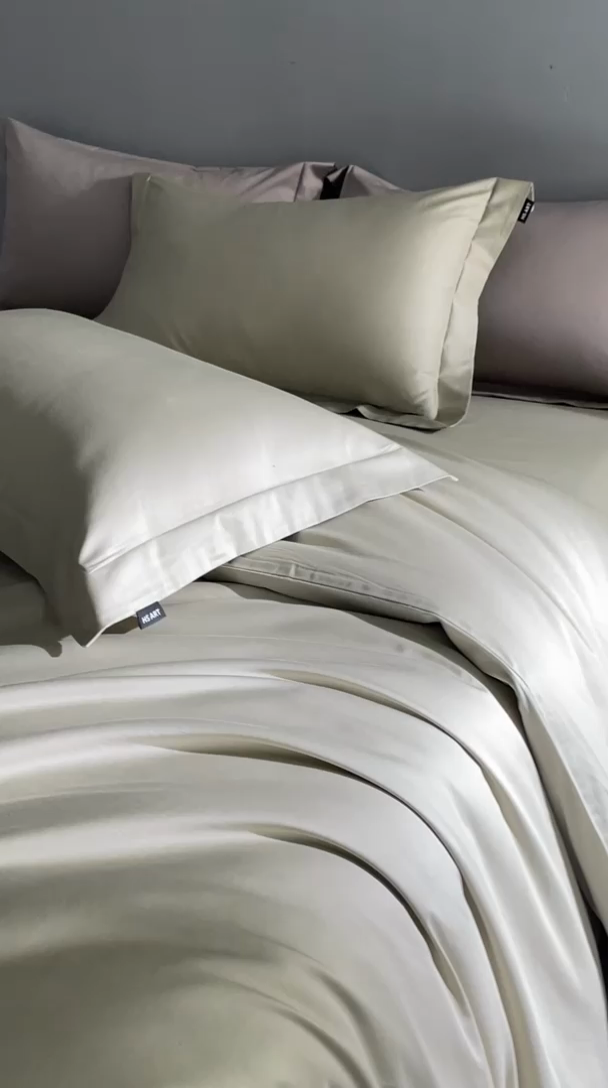 91家纺网 家纺一手货源 找家纺 禾时 2025新款轻奢A类100SPro新疆长绒棉四件套全棉纯棉高定款 抹茶绿