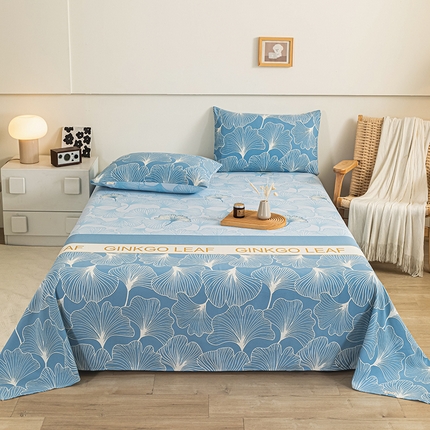 91家纺网 家纺一手货源 找家纺 芃成家纺 2025新款加厚老粗布床单 流光银杏-兰