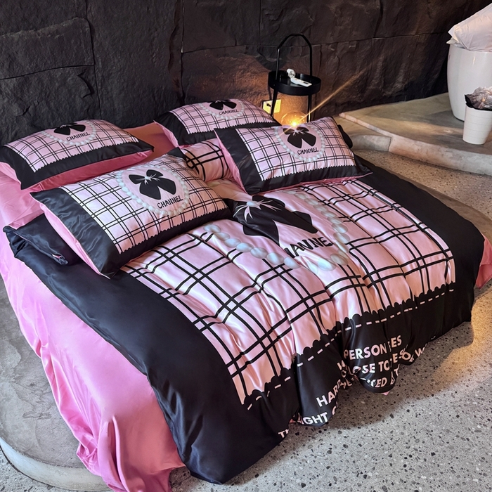 91家纺网 家纺一手货源 找家纺 丽斐纺织 2025新款冰丝四件套 黑粉格格