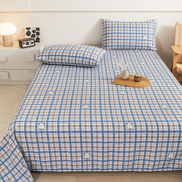 91家纺网 家纺一手货源 找家纺 芃成家纺 2025新款加厚老粗布床单 呆呆熊