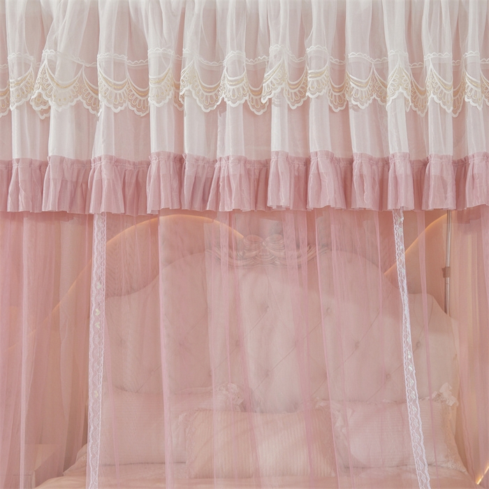 91家纺网 家纺一手货源 找家纺 迪凡保罗蚊帐 2025新款2513款双轨铝合金落地导轨蚊帐 樱花粉