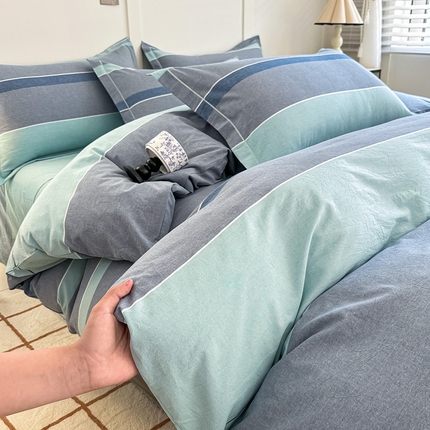 91家纺网 家纺一手货源 找家纺 （总）侯先生家纺 2025新款全棉三件套色织纯棉被套学生被罩