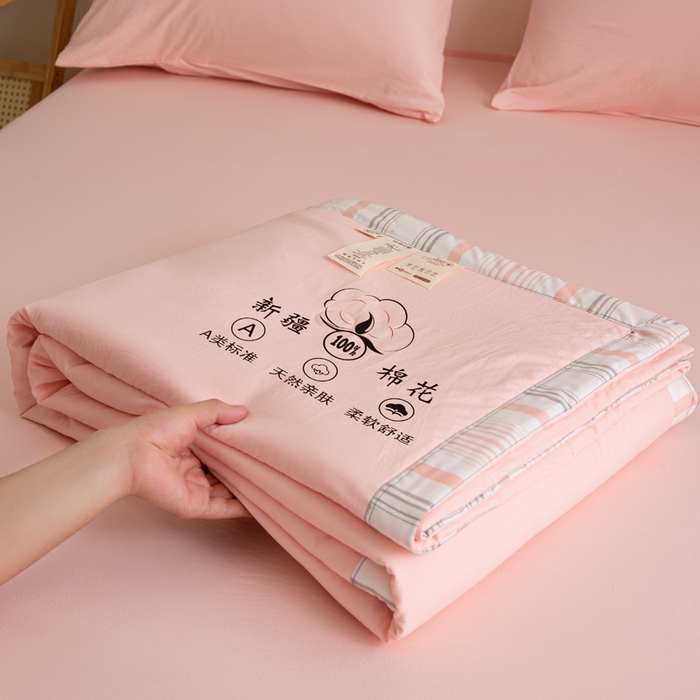 91家纺网 家纺一手货源 找家纺 帕芬鸟家纺 2025新款亲肤棉花夏被 玉粉色