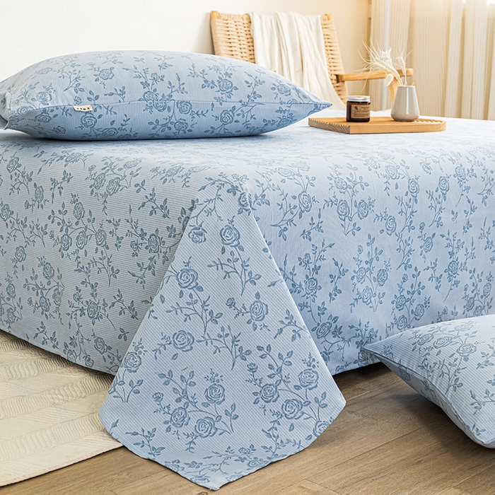 91家纺网 家纺一手货源 找家纺 芃成家纺 2025新款加厚老粗布床单 素秋-兰