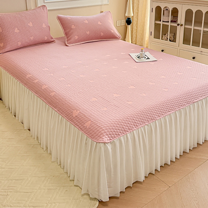 91家纺网 家纺一手货源 找家纺 布卢姆床垫 2025新款A类PE乙纶冰豆豆凉席床裙款 爱心字母