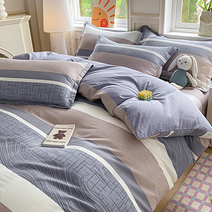 91家纺网 家纺一手货源 找家纺 天之爱 2025新款全棉印花四件套 布兰卡-灰