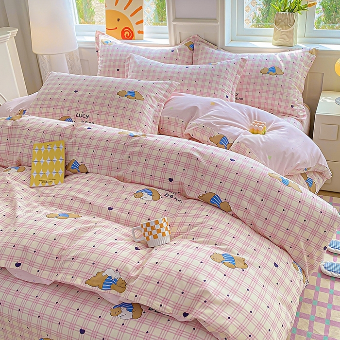 91家纺网 家纺一手货源 找家纺 天之爱 2025新款全棉印花四件套 趴趴熊