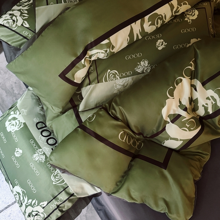 91家纺网 家纺一手货源 找家纺 丽斐纺织 2025新款冰丝四件套 青缇玫瑰