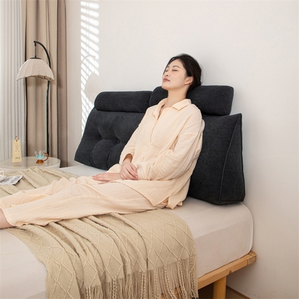 沐沐家纺 2026新款小羊绒三角靠背带头枕 黑色