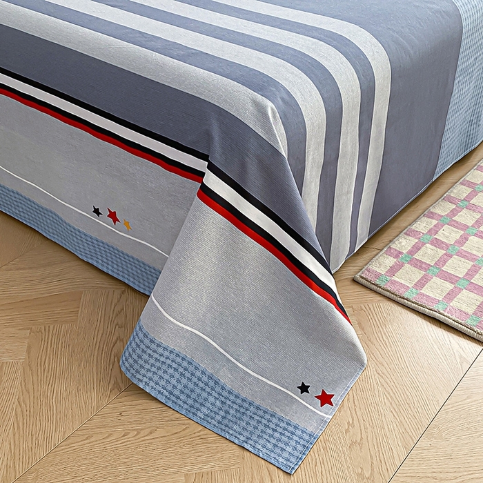 91家纺网 家纺一手货源 找家纺 天之爱 2025新款全棉印花单床单 沐光-灰