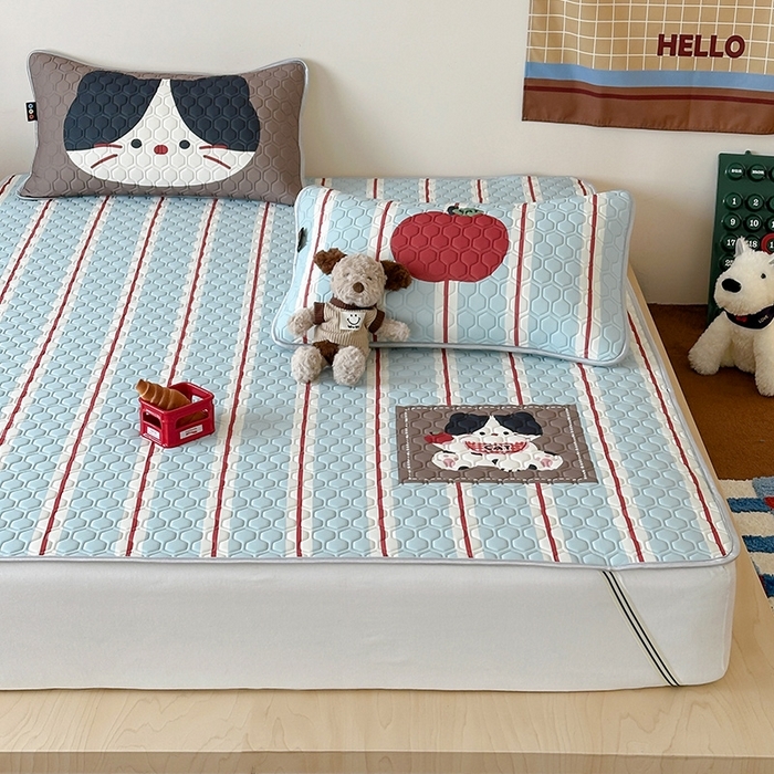 91家纺网 家纺一手货源 找家纺 （总）RYB红黄兰 2025新款ins原创设计师款大版冰皮锦氨凉感加厚6mm水洗乳胶凉席三件套