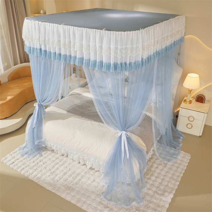 91家纺网 家纺一手货源 找家纺 迪凡保罗蚊帐 2025新款2513款双轨铝合金落地导轨蚊帐 蓝灰色