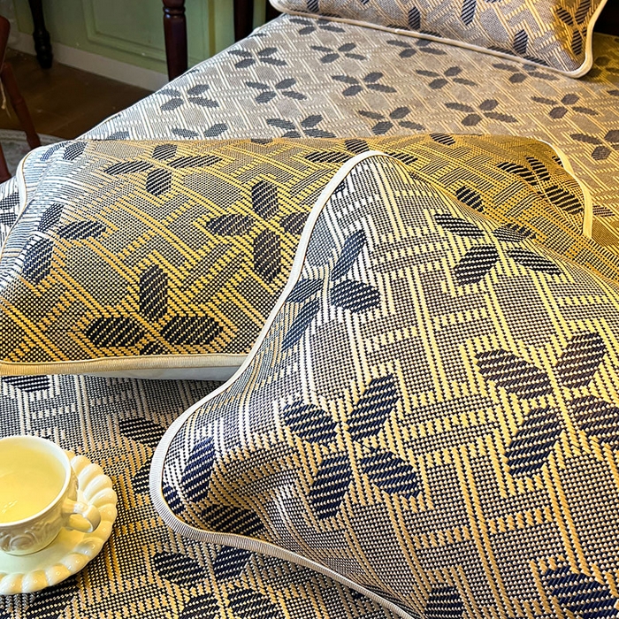 91家纺网 家纺一手货源 找家纺 网红馆（ck家纺） 2025新款可脱卸床裙款冰藤席-盛夏繁星 钴蓝