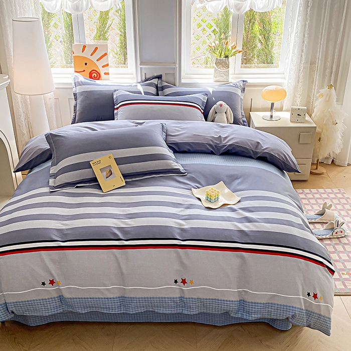 91家纺网 家纺一手货源 找家纺 天之爱 2025新款全棉印花四件套 沐光-灰