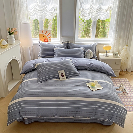 天之爱 2025新款全棉印花四件套 芬利莱-灰