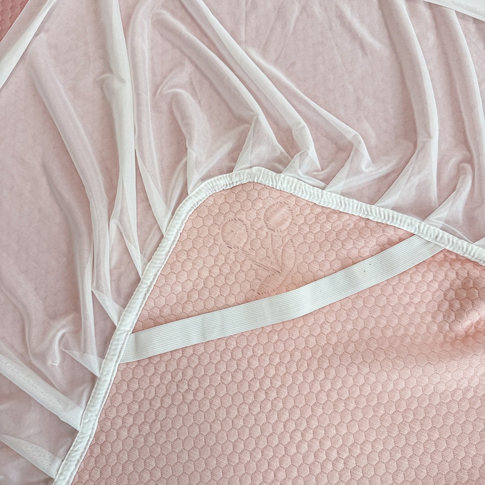 91家纺网 家纺一手货源 找家纺 布卢姆床垫 2025新款A类PE乙纶冰豆豆凉席床裙款 樱桃 粉