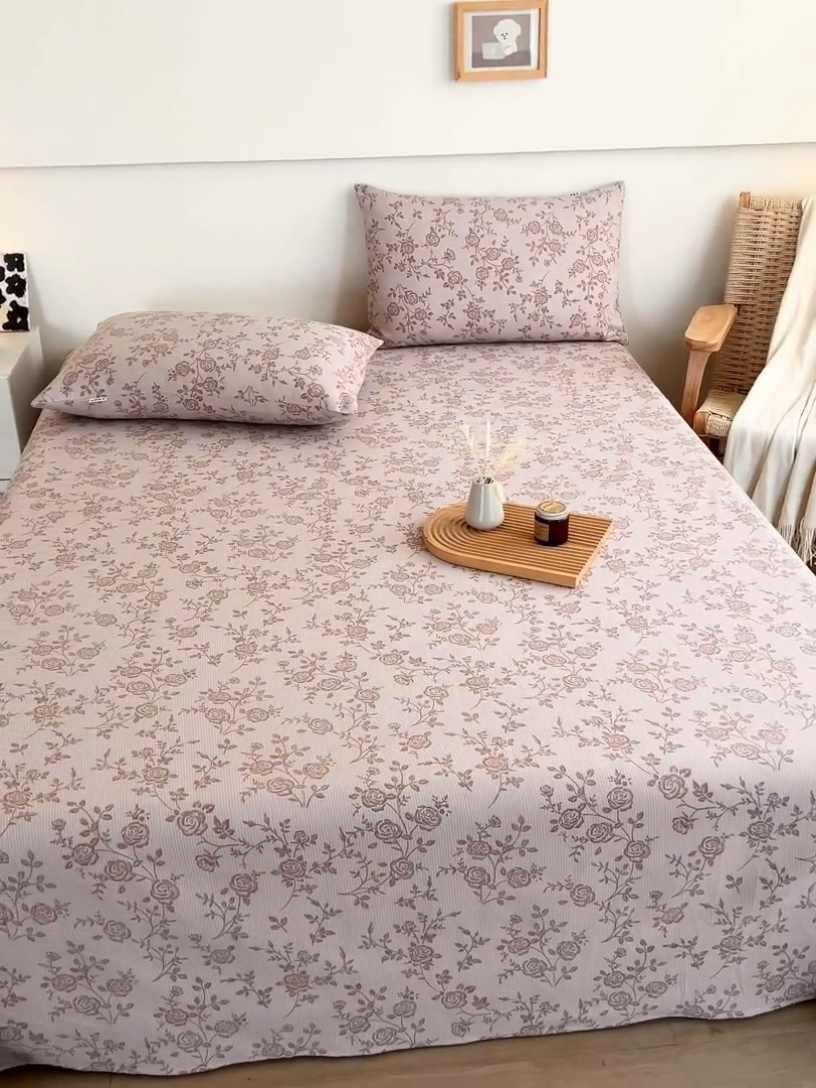 91家纺网 家纺一手货源 找家纺 芃成家纺 2025新款加厚老粗布床单 素秋-咖