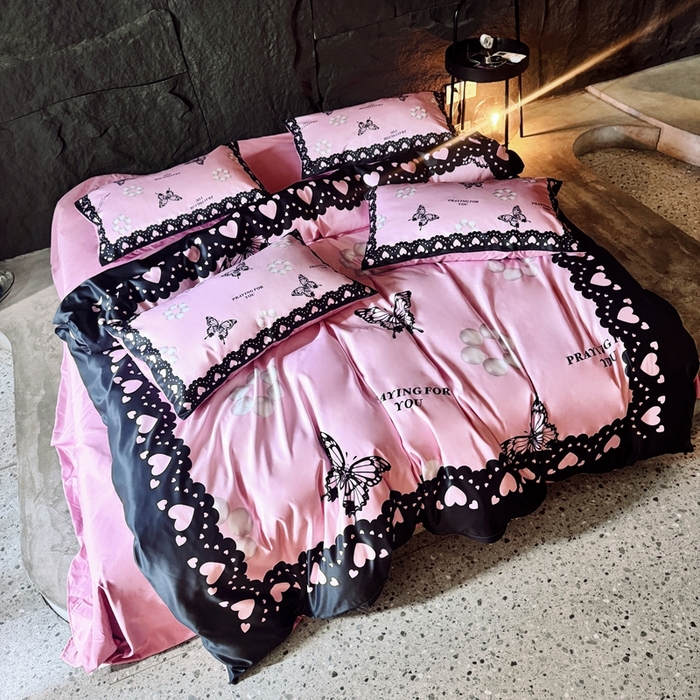 91家纺网 家纺一手货源 找家纺 丽斐纺织 2025新款冰丝四件套 梦蝶珠园