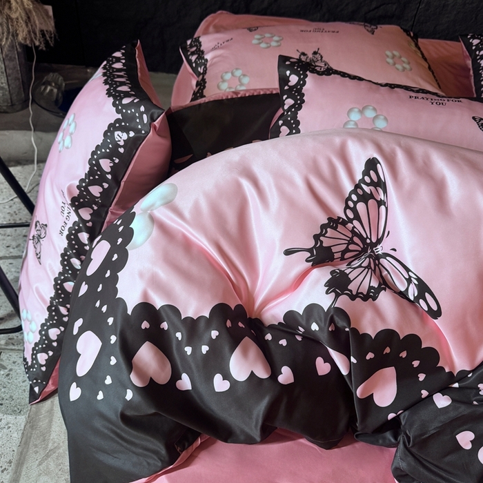 91家纺网 家纺一手货源 找家纺 丽斐纺织 2025新款冰丝四件套 梦蝶珠园