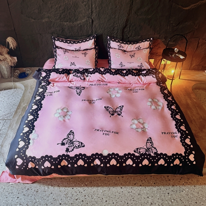 91家纺网 家纺一手货源 找家纺 丽斐纺织 2025新款冰丝四件套 梦蝶珠园