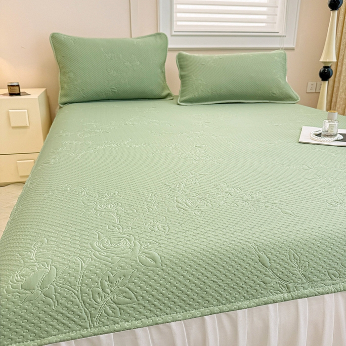 91家纺网 家纺一手货源 找家纺 布卢姆床垫 2025新款A类PE乙纶冰豆豆凉席床裙款 玫瑰花园