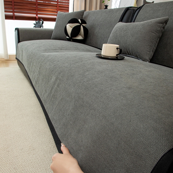 91家纺网 家纺一手货源 找家纺 沐沐家纺 2026新款沐春沙发垫 绅士灰