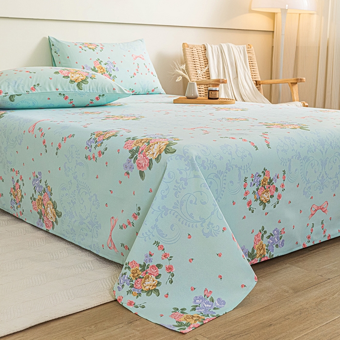 91家纺网 家纺一手货源 找家纺 芃成家纺 2025新款加厚老粗布床单 田园花卉