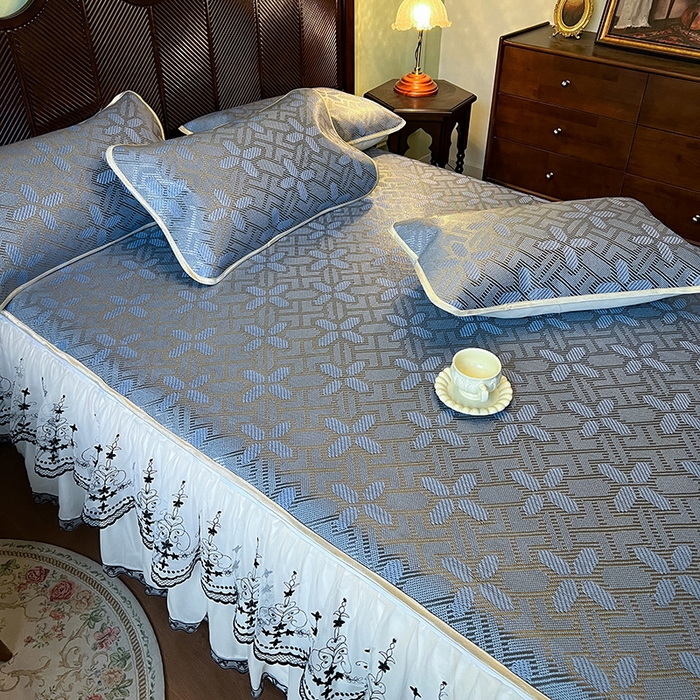 91家纺网 家纺一手货源 找家纺 网红馆（ck家纺） 2025新款可脱卸床裙款冰藤席-盛夏繁星 雾清