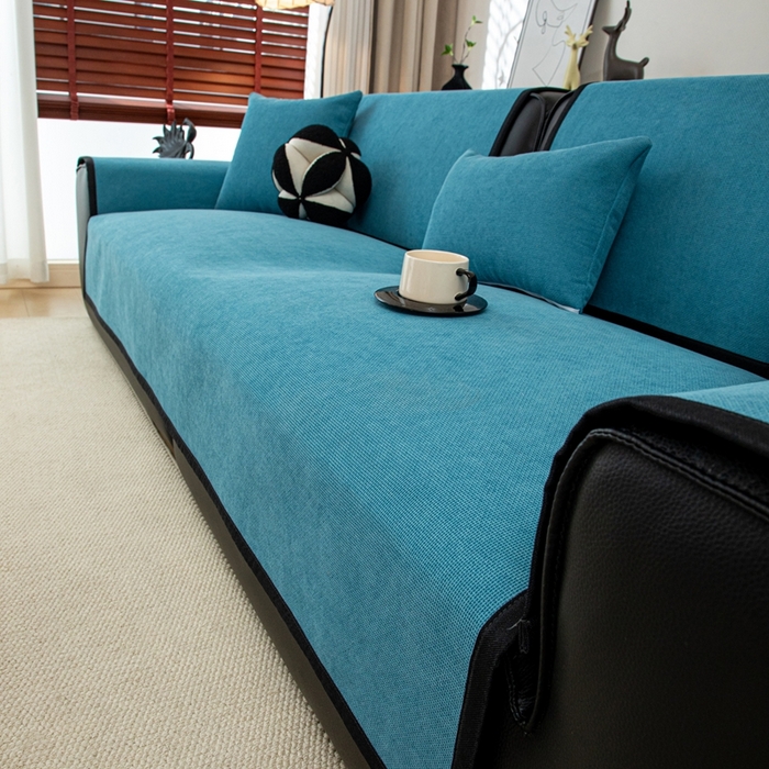 91家纺网 家纺一手货源 找家纺 沐沐家纺 2026新款沐春沙发垫 海风蓝