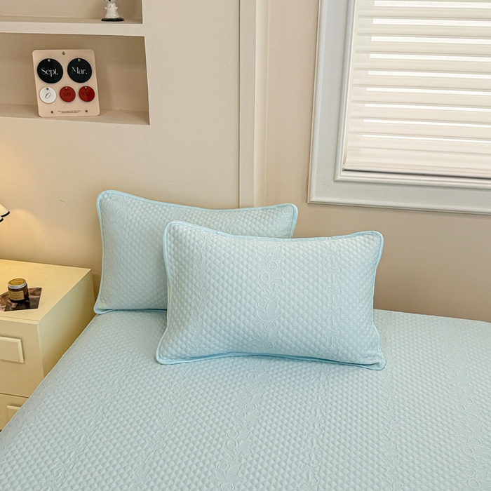 91家纺网 家纺一手货源 找家纺 布卢姆床垫 2025新款A类PE乙纶冰豆豆凉席床裙款 夏日藤萝 蓝