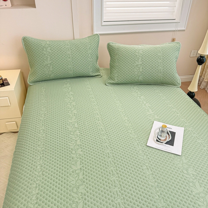 91家纺网 家纺一手货源 找家纺 布卢姆床垫 2025新款A类PE乙纶冰豆豆凉席床裙款 夏日藤萝 绿