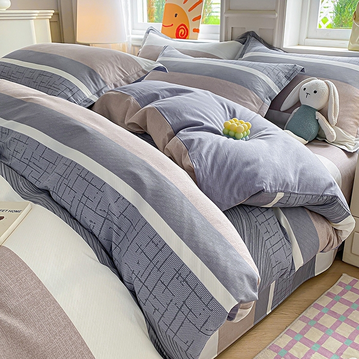 91家纺网 家纺一手货源 找家纺 天之爱 2025新款全棉印花四件套 布兰卡-灰