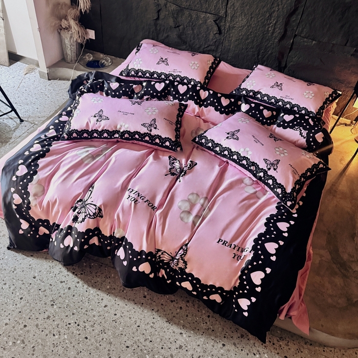 91家纺网 家纺一手货源 找家纺 丽斐纺织 2025新款冰丝四件套 梦蝶珠园